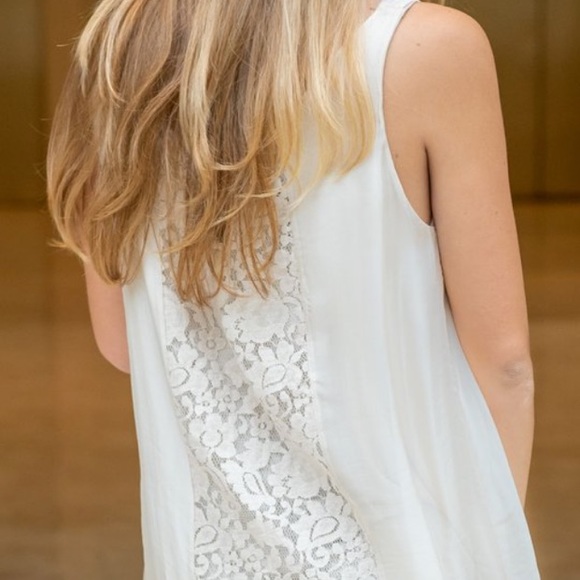 Reversible “Fiona” silk Italian shell with lace - Picture 3 of 5